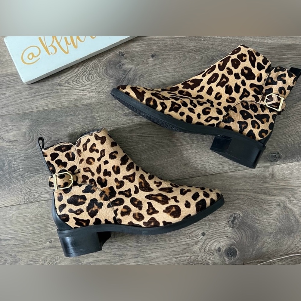 NWT Cole Haan Kimberly Leopard Calf Hair Booties